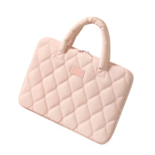 Elegant Rhombus Quilted Bag For 15.6 Inch Laptop Computer-Pink