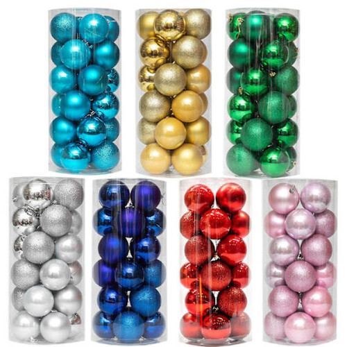 24 pcs Christmas Baubles, Electroplated Plastic, 3 cm Orange 1