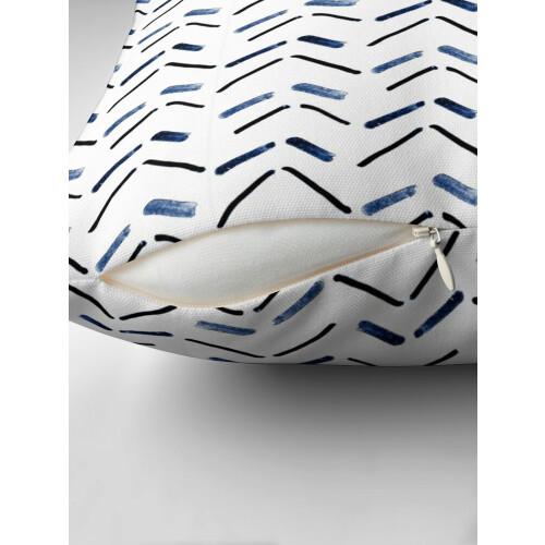 Blåt Chevron hørpudebetræk 40x40 cm 1