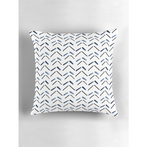 Blåt Chevron hørpudebetræk 40x40 cm 2