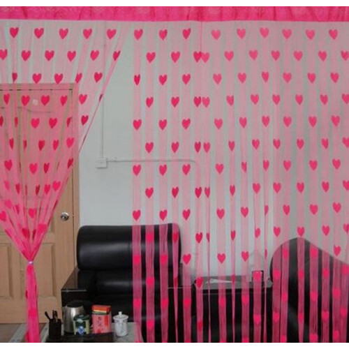 Hjärtformad dörrgardin med tofs, polyester, 200x100cm 1