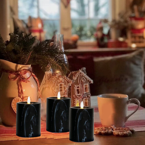 Flammeløst LED-lys sort 12 cm til indendørs juledekoration 1