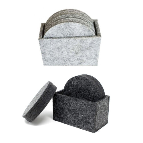 Felt Coasters Dark Grey Round 4-Pack Heat Insulating Mat 2