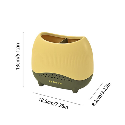 Porta bacchette cilindrico in plastica gialla, 18,5 cm 2