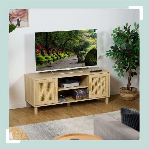 Mueble de TV en diseño de ratán