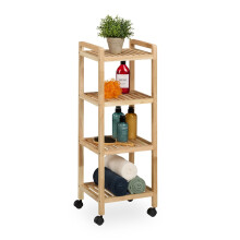 Estante de baño de madera con ruedas
