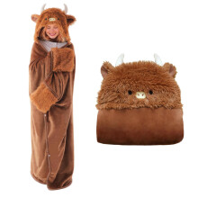 (Hochlandrind)SQEQE Tragbare Decke, extragroße tragbare Kapuzendecke, Kawaii-Decke, Hoodie, Geschenk für Frauen, Mädchen, Männer, Erwachsene