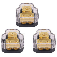 3X Car Audio Amplifier Power Distribution Block 1 in 2 Out Way Power Ground Distributor Blocks Amplifier Audio Splitter