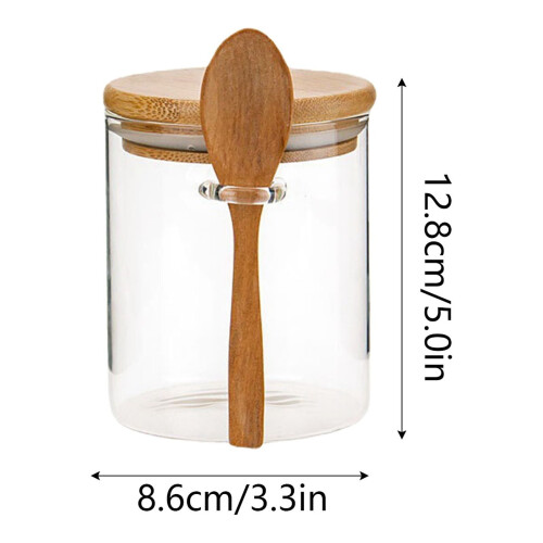 Prócaí gloine le claibíní bambú agus spúnóg 17oz 2