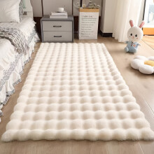 (Beige, 90*150cm) 1pc Cream-Style Bubble Plush Carpet, Extra Plush, Comfortable & Non-Slip, 100% Polyester, Thickened Long