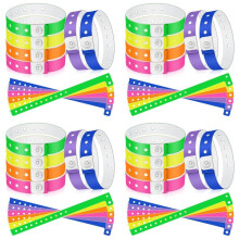 192pcs Vinyl Wristbands Plastic Event Wristbands Colorful Wristbands for Events Concert Carnival Nightclub, Set 2