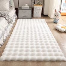(White, 60*150cm) 1pc Cream-Style Bubble Plush Carpet, Extra Plush, Comfortable & Non-Slip, 100% Polyester, Thickened Long