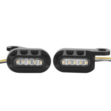 Motorsykkel foran LED-blinklys Mini-styremonterte blinklys Switchback-mønster Universell kompatibilitet Lys gul farge Anti-korrosjon Lav