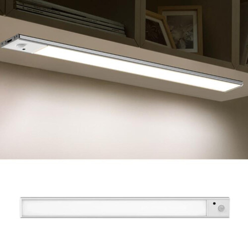 20cm Rechargeable Motion Sensor Light Bar Cabinet Wardrobe Lamp With Remote Control Silver
