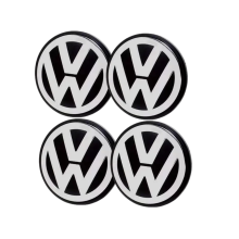 4-osainen VW-yhteensopiva logolla, 56 mm:n vanteen keskikuppien tunnukset / merkit