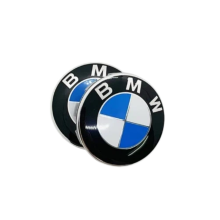 2 BMW-compatibele metalen emblemen/badges voor voor- en achterzijde – 82 mm + 74 mm motorkaplogo's
