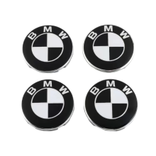 Compatibel met set van 4 BMW-logo wieldoppen van 68 mm – zwarte en witte velgemblemen/badges