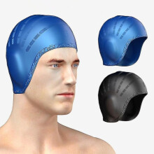 Gorro de natación deportivo impermeable, tapones para los oídos de gel de silicona flexible, negro.