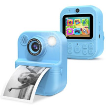 E8 2.4-inch screen photo printer and video recorder, multi-functional children's dual-lens camera (blue)_Blue