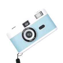 R2-FILM Retro Manual Reusable Film Camera for Kids (White and Blue)_White+Blue