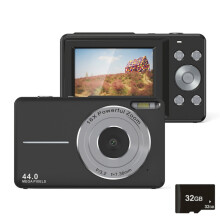DC403L-AF 2.4-inch 16X Zoom HD Digital Camera Mini Children's Photography Camera (UK Standard, Black + 32G)_UK Plug