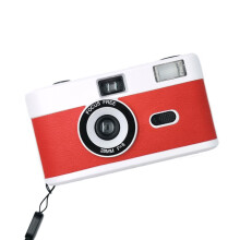 R2-FILM Retro Handmatige Herbruikbare Filmcamera voor Kinderen (Wit met Rood)_Wit + Rood