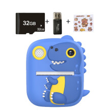 Cámara de impresión instantánea HD 1080P de 2,4 pulgadas con doble lente para niños (azul)_azul