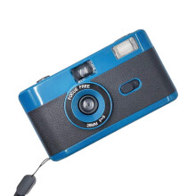 Cámara de fotos infantil retro manual reutilizable R2-FILM (sin película) (Azul-Negro)_Azul+Negro