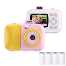 2.4-inch Smart Digital Children's Thermal Printer Camera with Printing Paper, Color: 503J Pink + Fixed Focus_503J Pink Fixed Focus