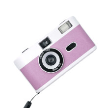 R2-FILM Retro Handmatige Herbruikbare Filmcamera voor Kinderen (Wit met Roze en Paars)_Wit + Roze Paars