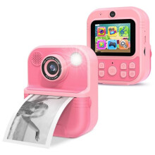 E8 2.4-inch screen photo printer/video recorder, multi-functional children's dual-lens camera (pink)_pink
