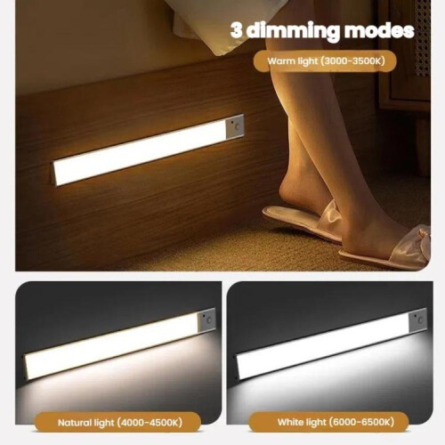 20cm Rechargeable Motion Sensor Light Bar Cabinet Wardrobe Lamp With Remote Control Silver 2