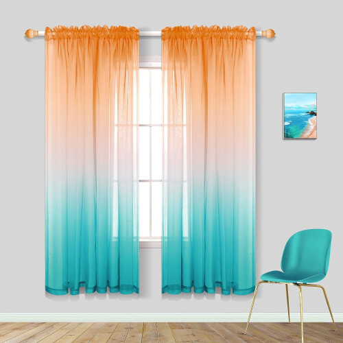 Transparente gardiner til jenterom – 2 paneler