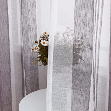 Transparente Gardinen, beige, Leinenimitat, Ösen, 52" x 54", 2-teilig