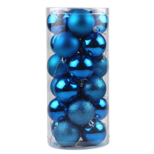 24pcs Blue Christmas Baubles 6cm Plastic Tree Ornaments