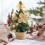 Mini gold Christmas tree 8.2 inches with bow 1