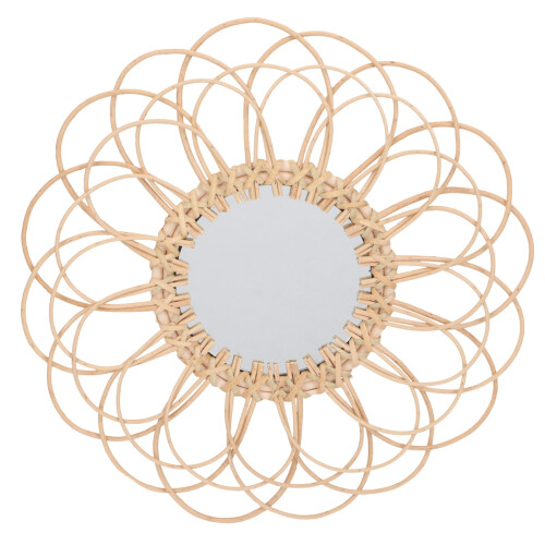 Round Woven Rattan Wall Mirror Vintage Style
