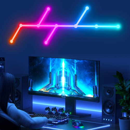 Smart WiFi Bluetooth Version RGB Direct Illumination Phantom Splicing Light, Support Amazon Alexa / Google Assistant / DuerOS, Style: 9 Sect 1
