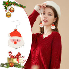 Santa & Christmas Tree Earrings, Polyester, 6x3cm