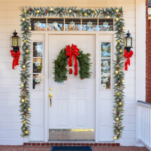 Rattan Christmas Garland with Pine Cones and Berries 270 cm
