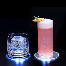 Ronde LED-onderzetter voor drankjes, 10 cm, 6 lampjes, 3 standen