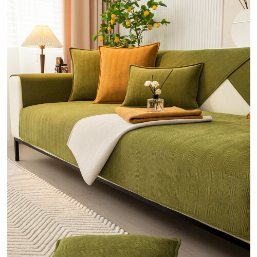 Herringbone chenille sofa cover 1 piece