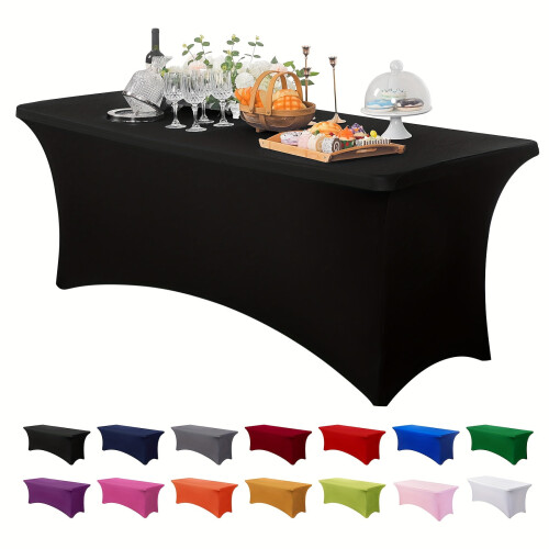 Elegant Stretch Rectangle Tablecloth Polyester-Spandex Blend