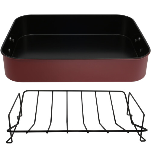 Braadpan van koolstofstaal met rooster 41,5 x 32 cm