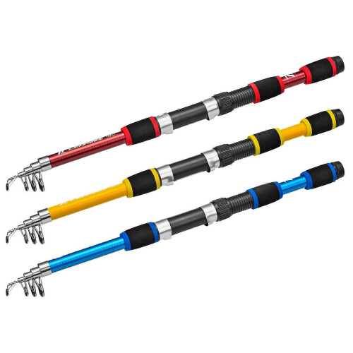 Telescopic Fishing Rod Combo 173cm Spinning Reel Red/Blue/Yellow 1