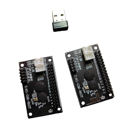 2,4-GHz-Funk-Controller für 2 Spieler mit USB-Arcade-Joystick-Encoder (Zero Delay) für DIY-Arcade-Spielkonsolen.