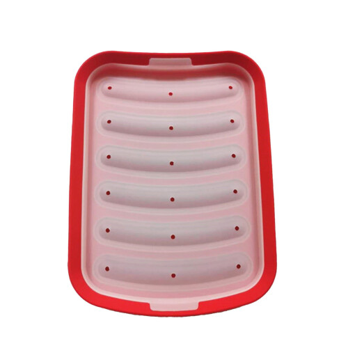Stampo in silicone per salsicce con coperchio, a 6 scomparti