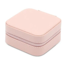 Astuccio compatto per bracciali, organizer da viaggio per gioielli con pelle PU di alta qualità e divisori rimovibili per donna (rosa)