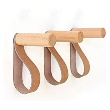 Patères murales en cuir, patères murales en bois, porte-manteau mural pour suspendre sacs, serviettes et manteaux