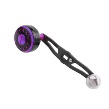 (Black purple) Strong Durable 8x5mm Hole Single Fishing Reel Handle Aluminum Alloy Fishing Reel Rocker For Spinning Fishing Tackle Tool  Silver black